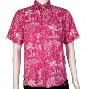 Men's Pink Floral Short Sleeve Shirt
